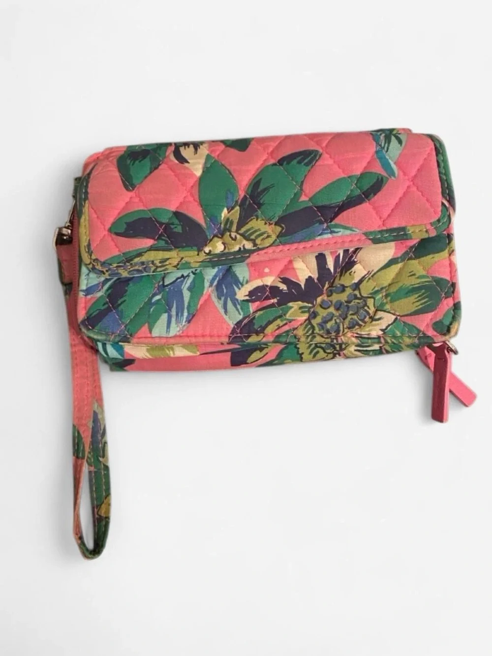 Vera Bradley Coral Floral Quilted Backpack with Matching Wristlet